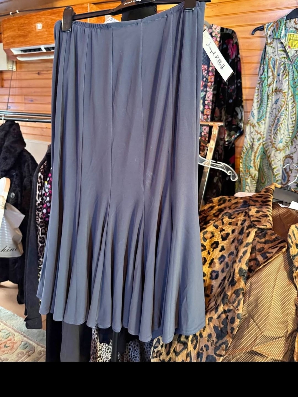 Gray Pleated A-Line Skirt